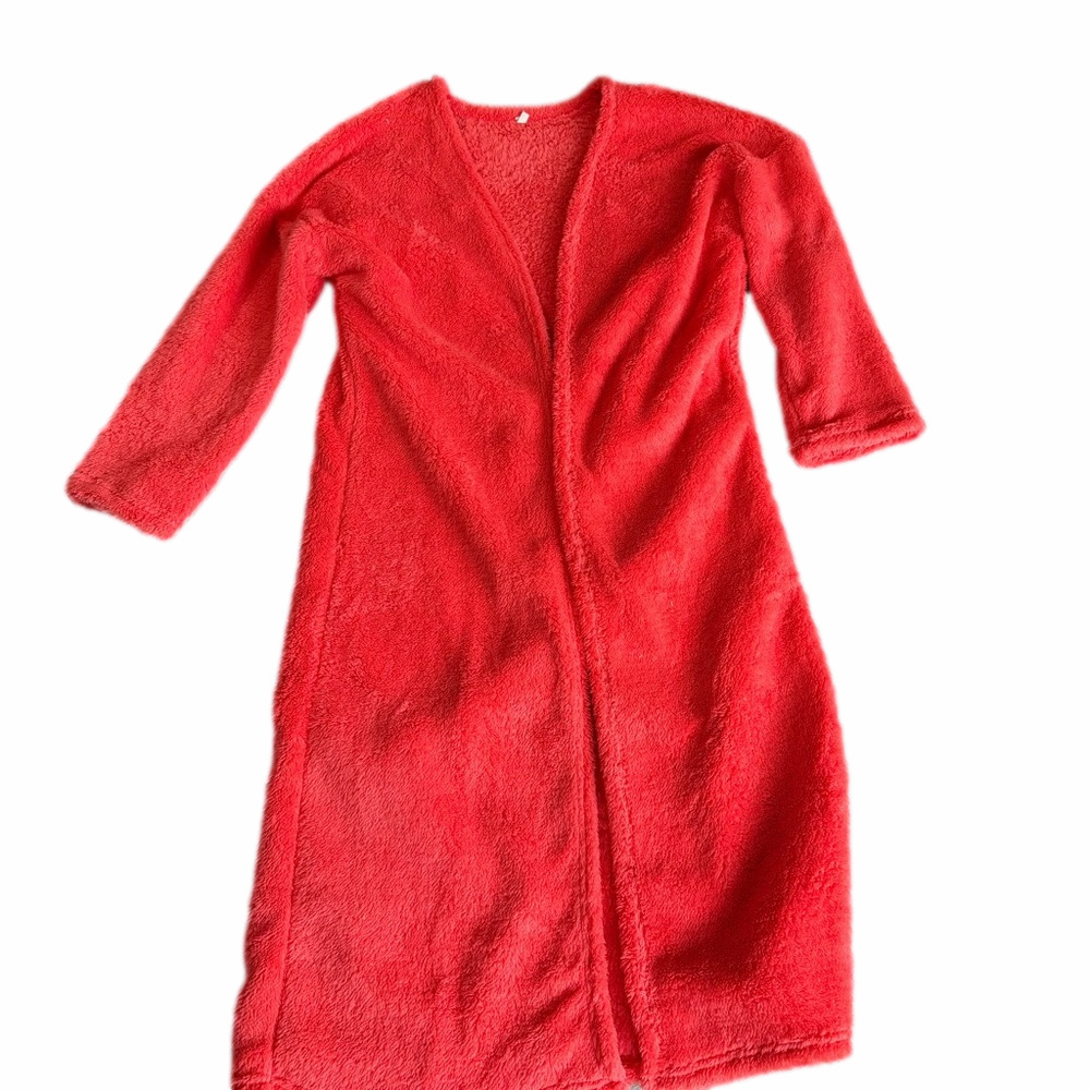 Women's Orange Plush Open Loungewear Robe Size XL #260716